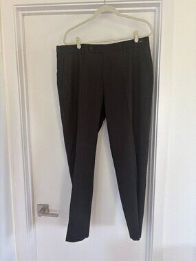 Ballin Comfort-Eze Charcoal Black Wool Blend Flat Front Dress Pants Slacks